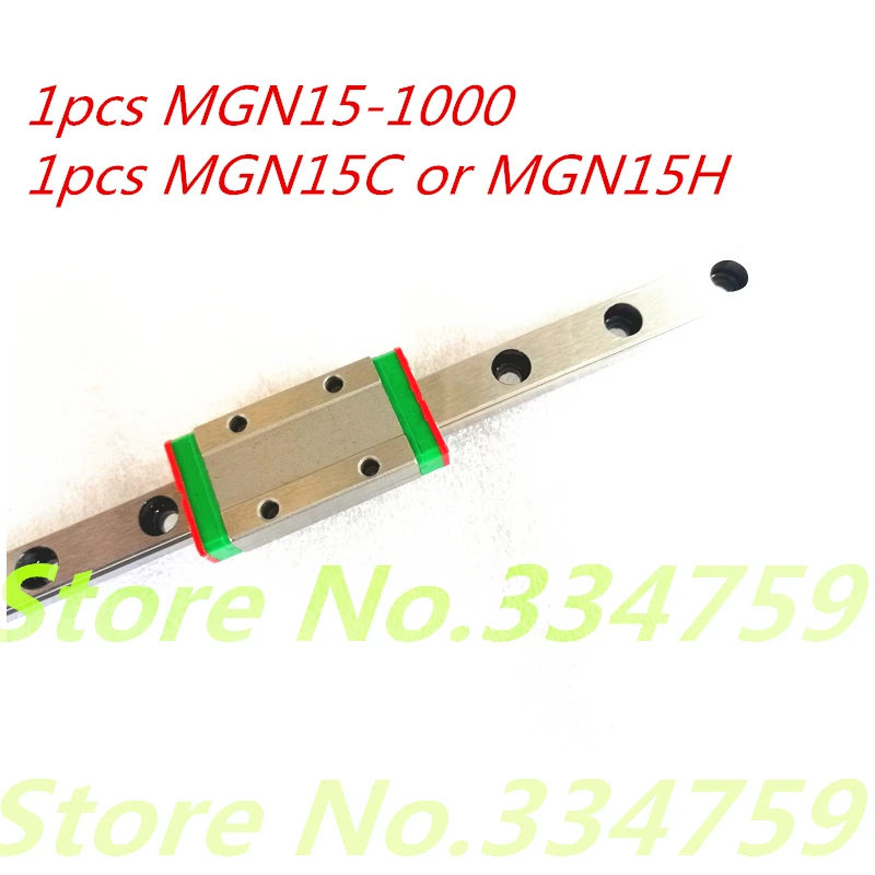 

15mm Linear Guide MGN15 1000mm linear rail way + MGN15H or MGN15C carriage for CNC X Y Z Axis Free shipping