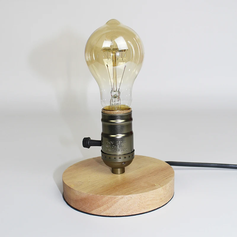 Wooden Aluminum Table Lamp  Retro Loft Desk Edison Bulb 110V/220V  Night Light Office lamp Bedroom/Living Room/Cafe Lam