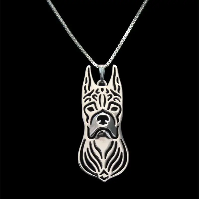 Women's Metal Animal Necklaces Lovers Boxer Dog Pendant Necklaces Drop Shipping