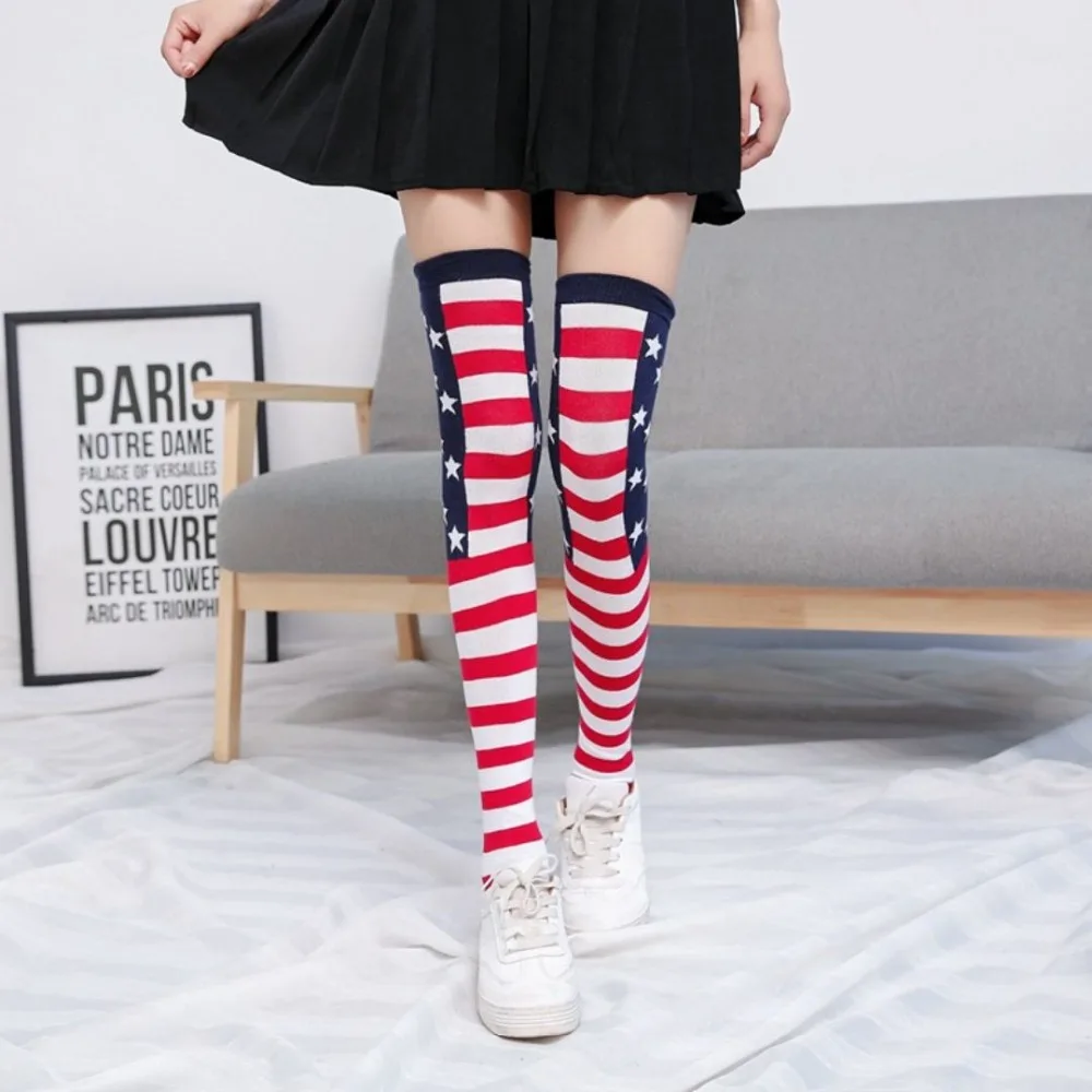 SzBlaZe Brands High Quality Cotton over the knee stockings Women's Stripe Comfortable Cheerleading style thigh high stocking