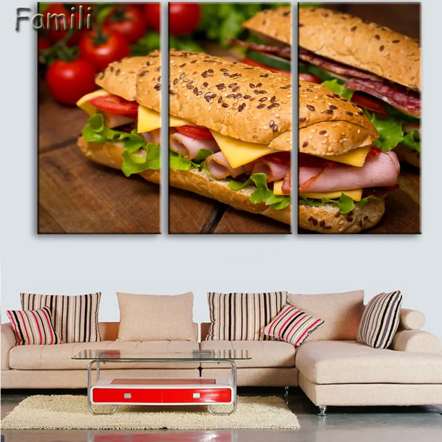 

Modern Wall Art Canvas HD Print Oil Painting Frame Modular Nordic Poster 3 Panel Fruit Food Restaurant Home Decor Picture PENGDA