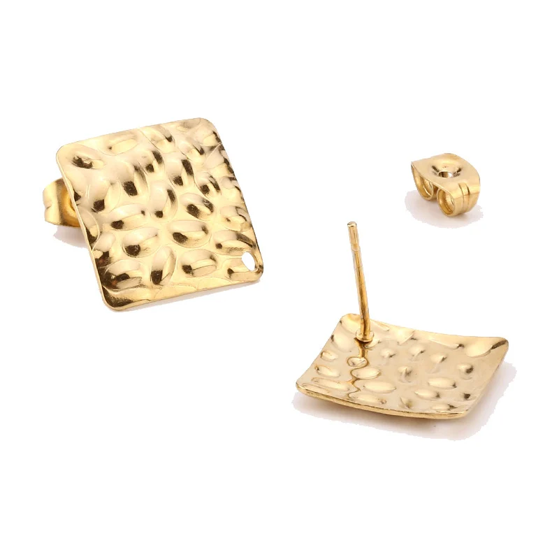 골드 스테인레스 스틸 스퀘어 하트 라운드 빈 귀 포스트 구멍이있는 결과 고르지 못한 패드 스터드 귀걸이베이스 DIY 만들기