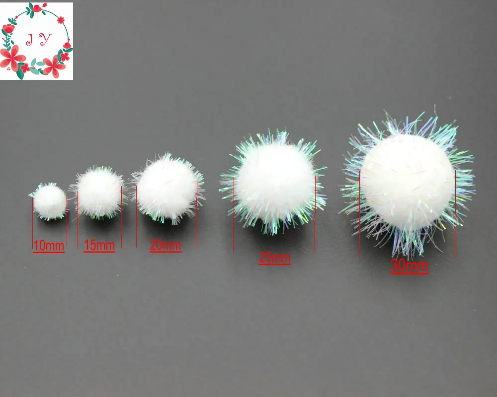 50G/lot Christmas Glitter white Sparkle Tinsel Pompom Balls Party Garlands Ornament Christmas Wreath Baby DIY Craft Supplies