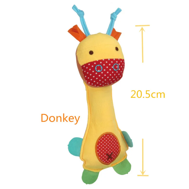 Baby Animal Hand Bells Plush Baby Toy monkey&crocodile&donkey dolls High Quality Newbron Gift B0680