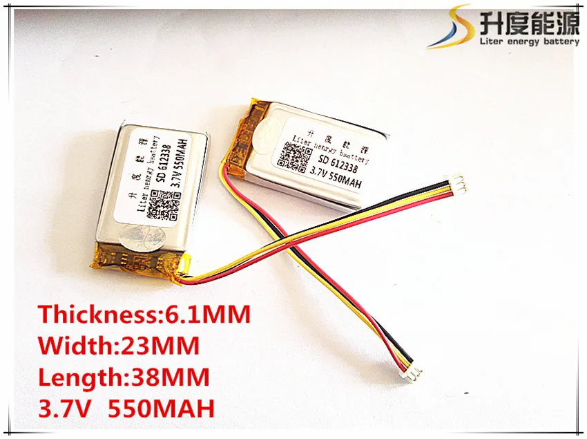 Free shipping 3.7 V 612338 602338 lithium-ion polymer battery 550 mah vehicle traveling data recorder LED speakers toys