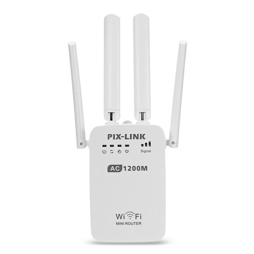 Mini roteador wi-fi ac1200, repetidor de longo alcance, extensor, banda dupla, 2.4g/5ghz, firmware inglês, ue, eua, au, plugue de parede