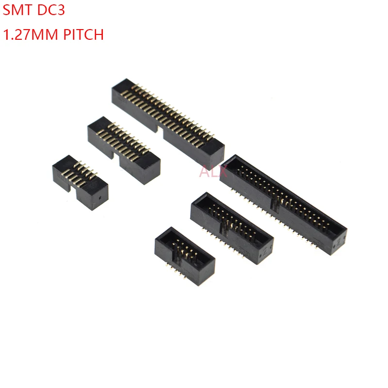 5pcs SMT 10/20/30/40 PIN 1.27MM pitch MALE SOCKET straight idc box headers PCB CONNECTOR DOUBLE ROW SMD 10P/20P/40P DC3 HEADER