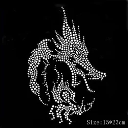 15*23 cm Drago Elegantmotif strass fix ferro sul Rhinestone trasferimento di calore patch di perline applique vestiti patch decorazione