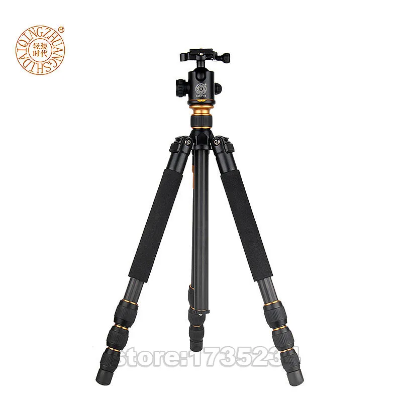 QZSD Q476มืออาชีพคาร์บอนไฟเบอร์ขาตั้งกล้องMonopodสำหรับกล้องDSLRที่มีหัวลูกเดินทางแบบพกพาพับที่มีเสถียรภาพกล้องยืน