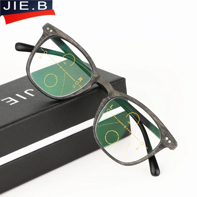 JIE.B Brand Vintage Multi-focal Progressive Reading Glasses Men Women Presbyopic Eyeglasses For Male Female Eyewear