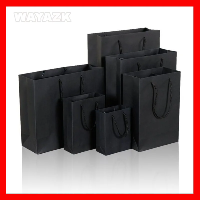 (100PCS/lot)  wholesale 250gsm black paper shopping bag