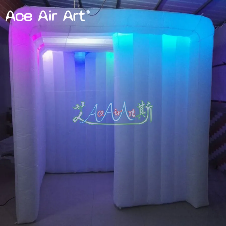 Inflatable LED Photo Booth Tent with Air Blower and Remote Controller, Photo Booth Backdrop for Wedding Event