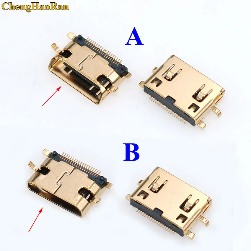 ChengHaoRan 1 sztuk 19Pin typu C tonący płyt 0.8mm SMT + DIP stopy złota poszycia MINI HDMI gniazdo żeńskie