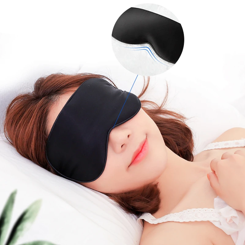 Artificial Eye Cover Silk Sleep Eyeshade Imitated Silk Eye Mask Earplug for Good Sleep Breathable with Storage Bag