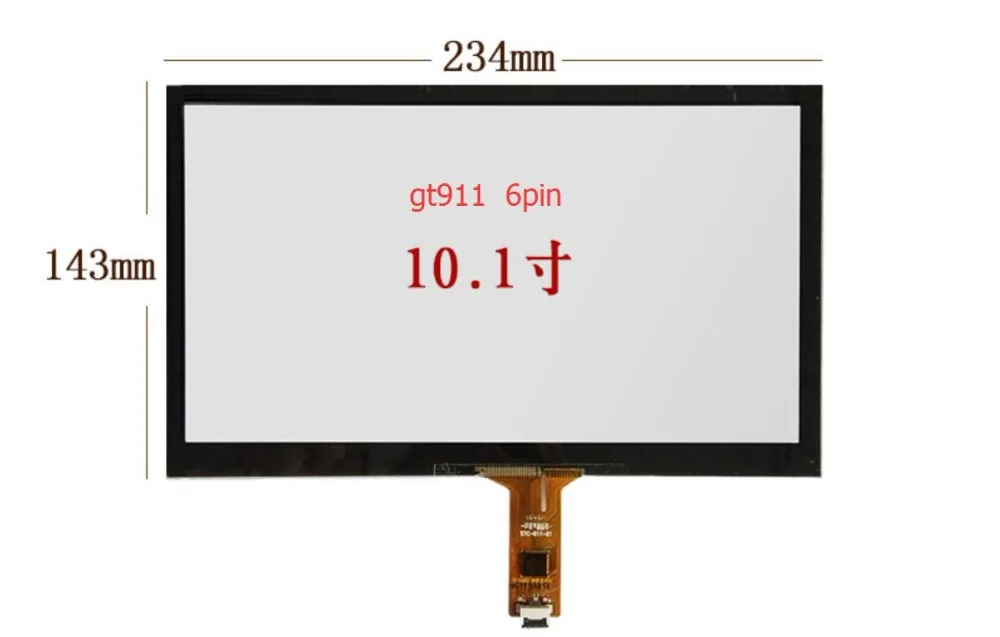 10.1inch  143*234mm  touch screen chip GT911 6pin capacitive touch screen