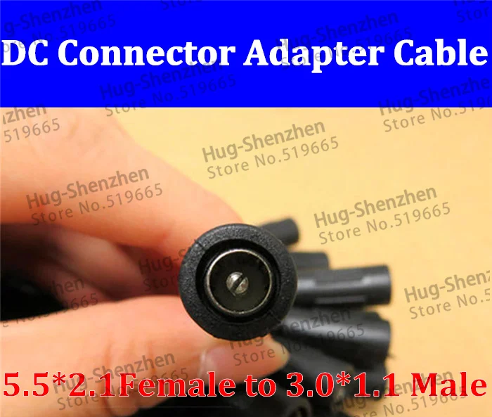 50pcs/lot dc power wire dc cable 5.5*2.1 female to 3.0*1.1 male length 50cm