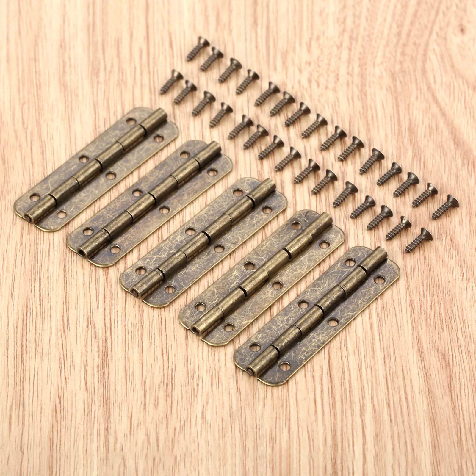 10Pcs Metal Cabinet Door Luggage Long Hinge Antique Vintage Bronze Tone6 Holes Decor Furniture Decoration Hardware