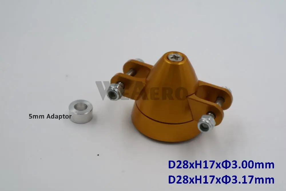 Eje de Motor sin escobillas para avión teledirigido, piezas de repuesto de aluminio plegable, D28xH27mm, 3,00mm/3,17mm, con adaptador, 5mm