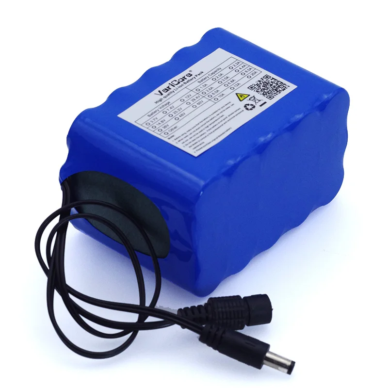 VariCore 12V 10Ah 18650 ليثيوم خط الطول بطارية حزمة 12.6V 10000mAh مع BMS مجلس حماية الدائرة DC 5.5*2.1 مللي متر + 1A شاحن