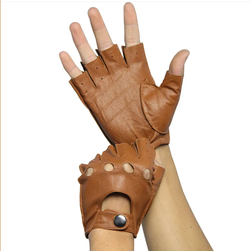 Genuine leather! men's good quality semi-finger gloves outdoor slip-resistant tactical lucy refers to genuine leather gloves