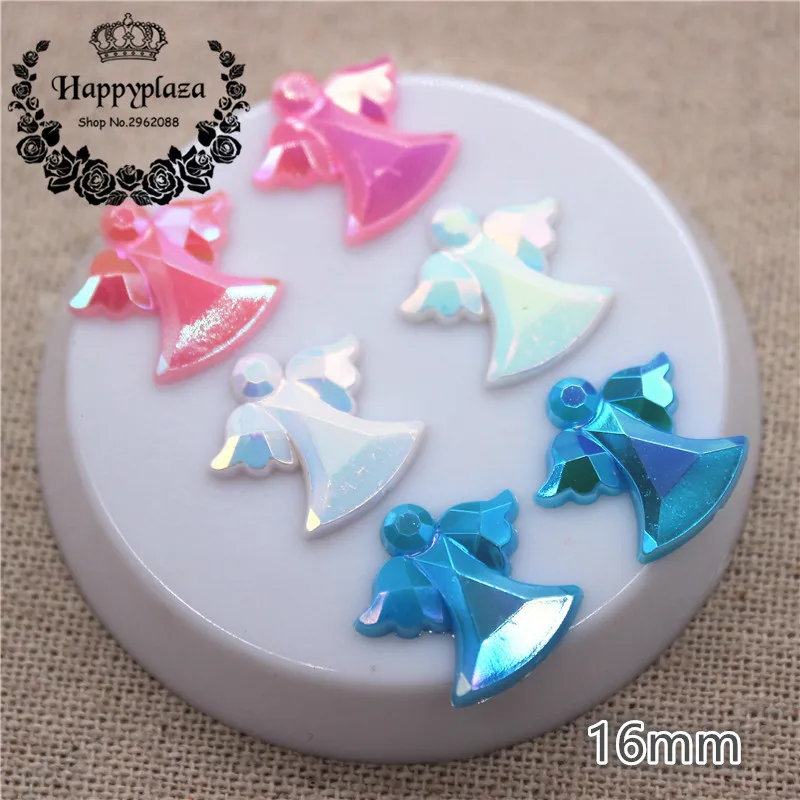 100pcs 16mm Shiny AB  Ivory/Pink/Blue Acrylic Angel Fit for Baby Shower Decoration First Birthday Party Souvenirs DIY