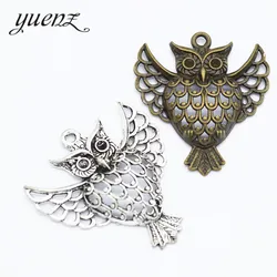 YuenZ 2 pcs  Owl Charms Antique Silver color Metal Pendants Fit Hand made Necklace Jewelry Making 50*44mm D172