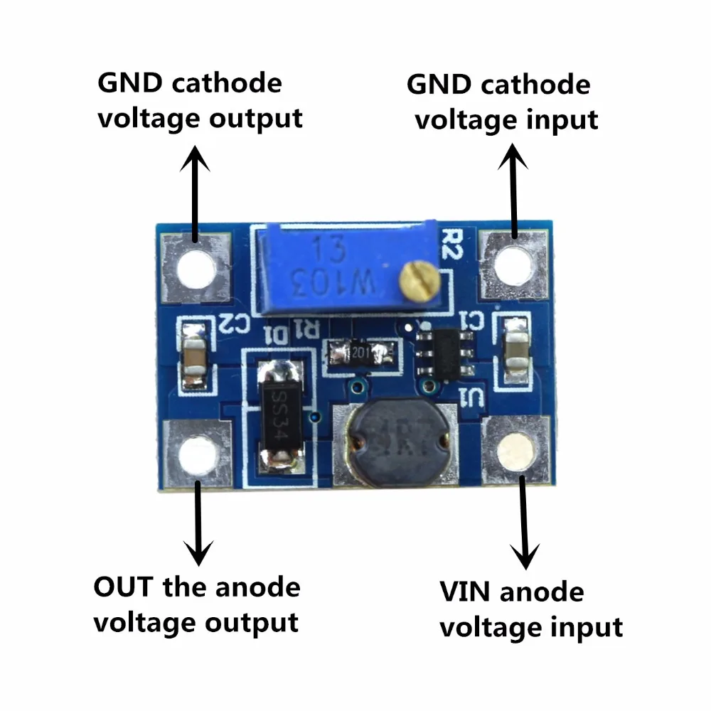 Smart Electronics DC-DC SX1308 Step-UP Adjustable Power Module Step Up Boost Converter 2-24V to 2-28V 2A