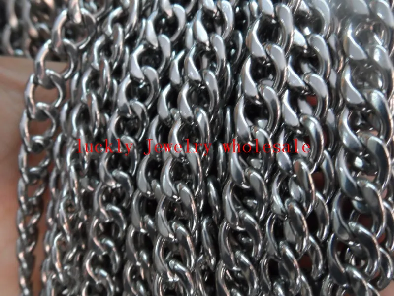 Lot 10meter in bulk 6mm/8mm Stainless Steel Flat NK Chain   jewelry finding / Marking Chain DIY COOL Men