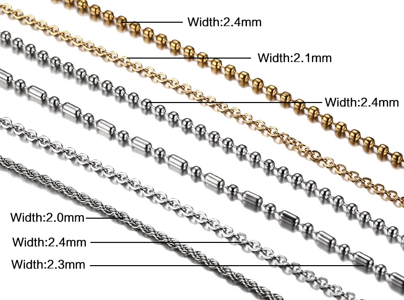 Vnox DIY Chain Necklace Stainless Steel Women Men Jewelry Snake Round Beads for Pendant Accessories