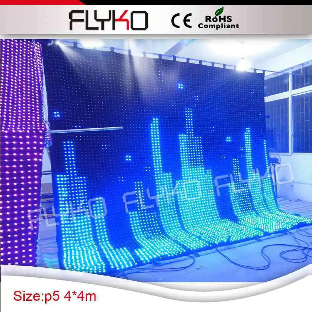 P5cm 4X4m factory wholesale price video curtain led color changing curtain light