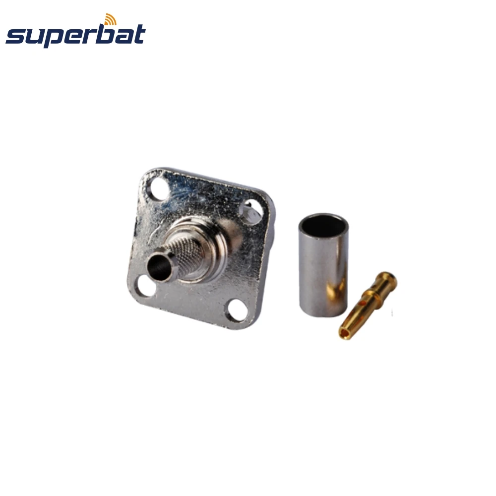 Superbat 10 pçs 75 ohm bnc friso fêmea 4 furos montagem em painel rf conector coaxial para rg58 rg142 lmr195 cabo