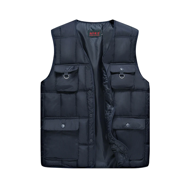 

Men's Multi-Pocket Winter Padded Cotton Jacket Warm Puffer Vest Travelers Vest Men Casual Waistcoat Male