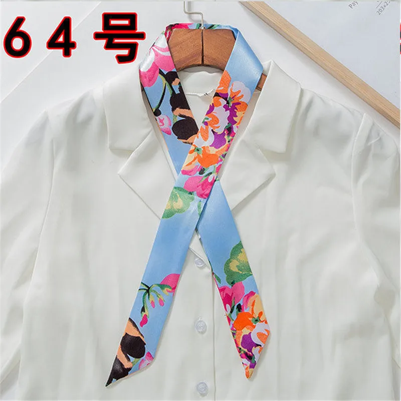 Luxury Brand Bag Scarf Foulard Femme Hijab Scarf Women Hair Silk Scarf Handle Bag Ribbons Long Skinny Scarves