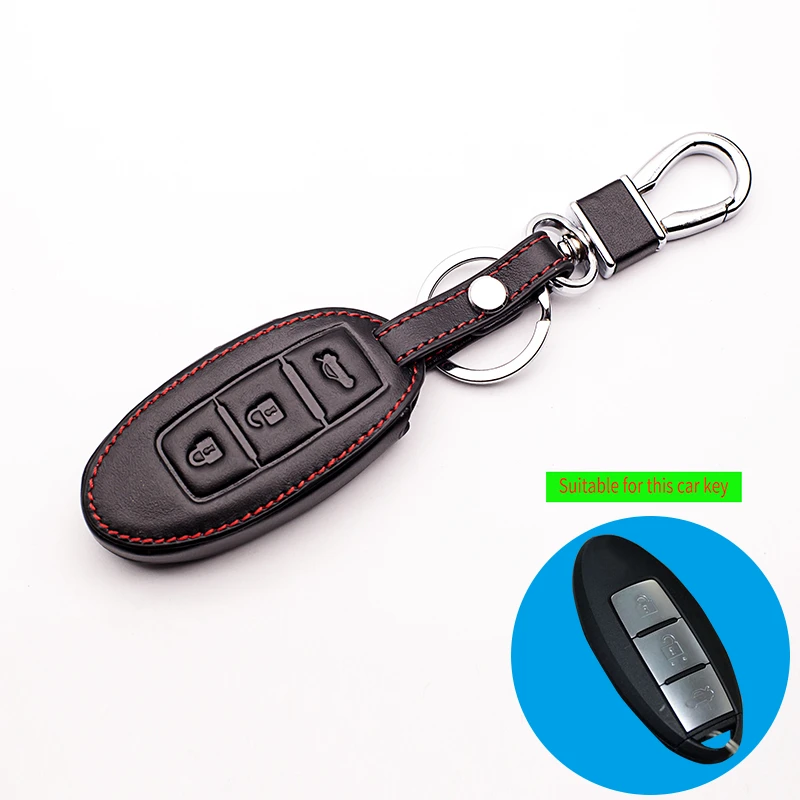 Genuine Leather Car Key Cover Case For Nissan Teana X-Trail Murano March Geniss Tiida Qashqai Livina Sylphy Sunny Juke Almera