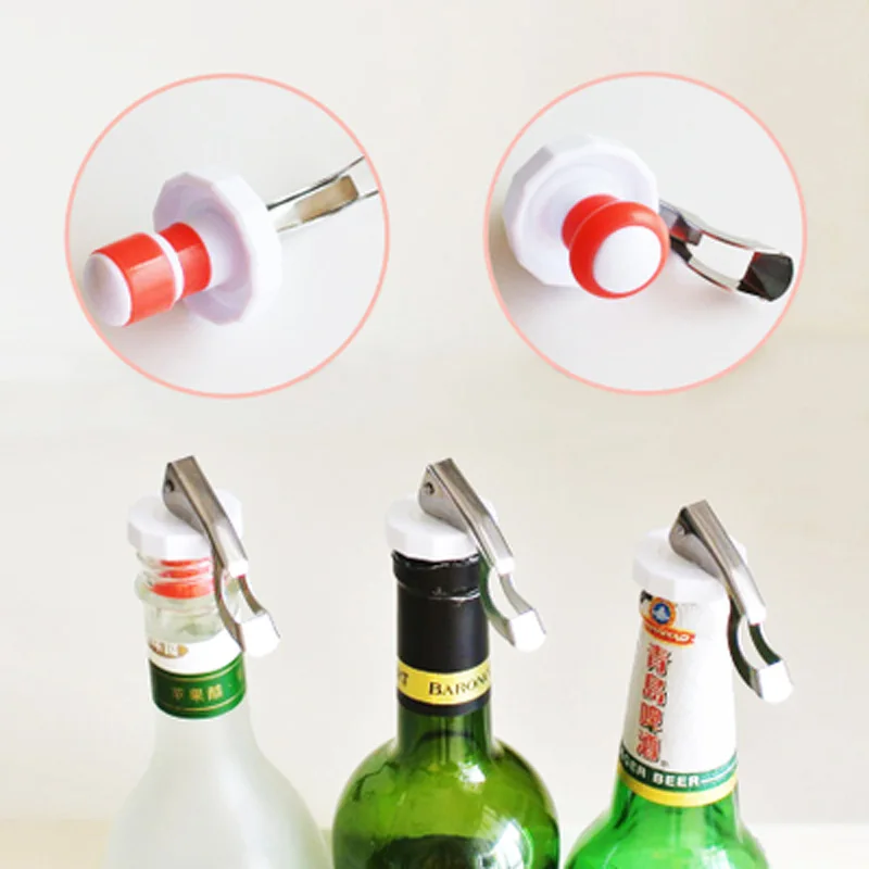 500pcs Multifunctional Beer Red Wine Tool Stainless Steel Bottle Opener&silicone Cork Wine Stopper Creative Kitchen Accessories