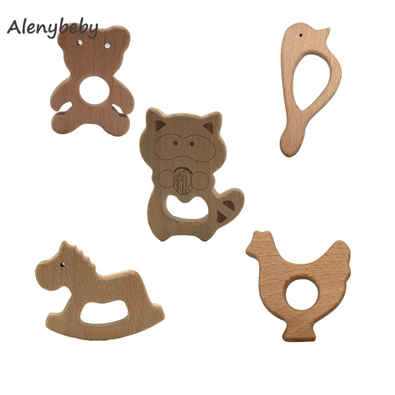 

Organic Baby Teether Toy Natural Handmade Unfinished Beech Wooden Teether DIY