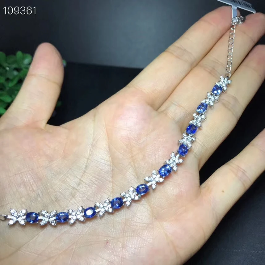 fascinating natural  blue sapphire gemstone bracelet for women jewelry real 925 silver natural gem luck birthstone pary gift