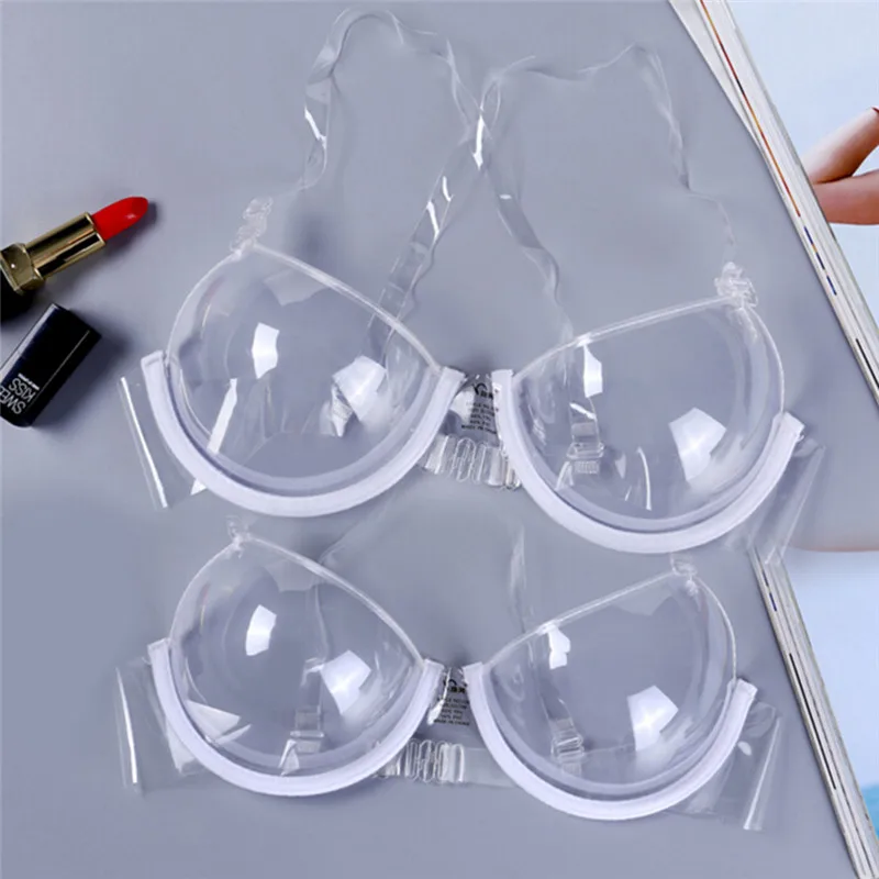 New Ultra-thin Strap Invisible Bras Underwear Sexy Women 3/4 Cup Transparent Clear Push Up Bra