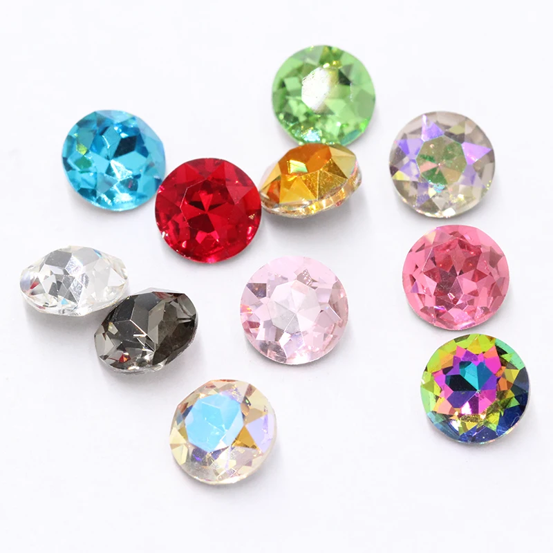 Craft Gems Flower Rose Gold Decoration Crystal Rhinestone K9 Best 50Pcs Color Strass Pointback Crystal Diy 3D Nail Art Excipient