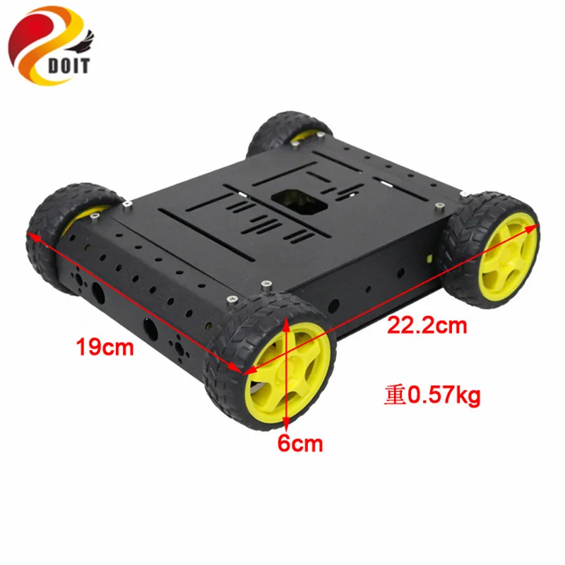 

4wd Smart Car Chassis Kit with TT Motor Wheel Aluminum Alloy Bracket for Arduino DIY Remote Control Robot Kit