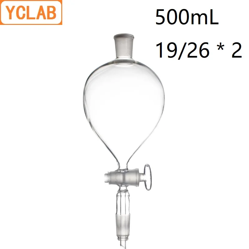 HUAOU 500mL 19/26 * 2 Seperatory Funnel Globe Shape Standard Ground Mouth Laboratory Chemistry Equipment