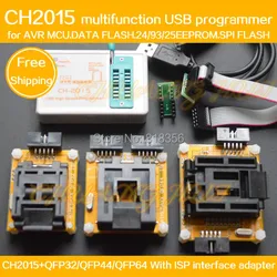 CH2015+AVR ISP Adapter TQFP32/QFP32 TQFP44/QFP44 TQFP64/QFP64 Adapter Programming AVR MCU DATA FLASH SPI FLASH EEPROM Programmer