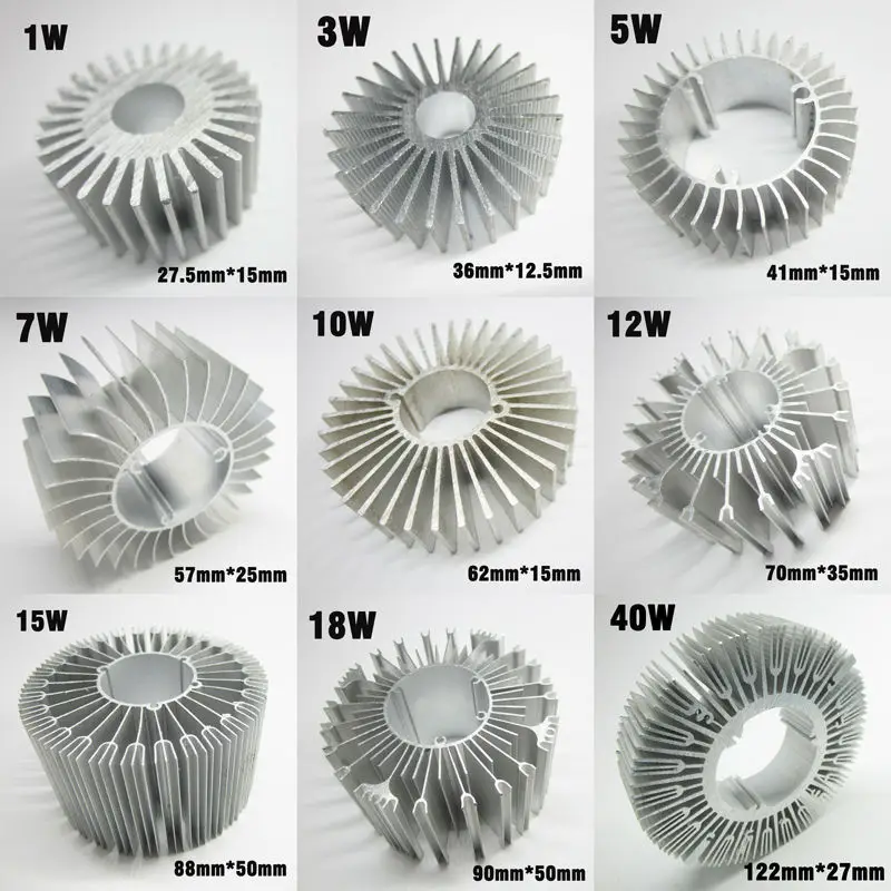 10 sztuk led pcb chłodnica, aluminiowy profil radiator dla 1 W-50 W wysokiej mocy lampa z żarówką led DIY akcesoria