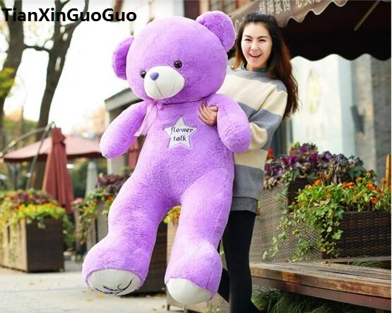 filled plush toy largest 150cm purple teddy bear plush toy flower stars bear soft doll hugging pillow Christmas gift h1454