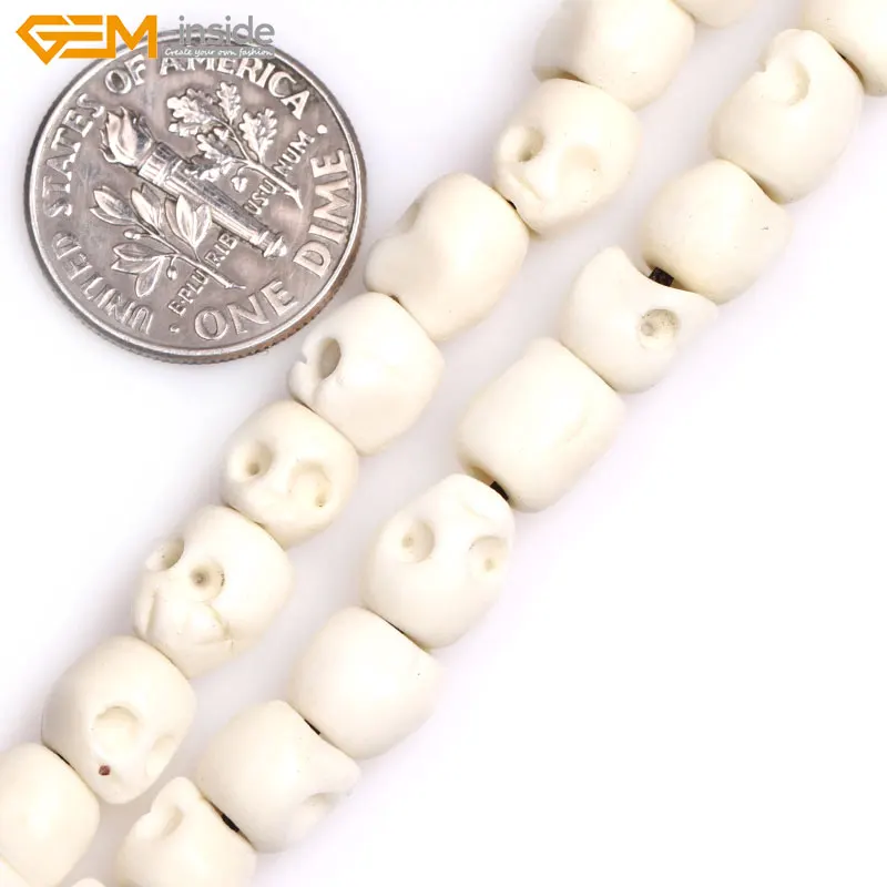 Big Hole (1.2mm)Handmade Carved Skull Skeleton Halloween White Cream Black Natural OX Bone Beads For Jewelry Making Gem-inside