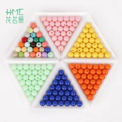 HMC 100pcs 8mm Shiny Round Acrylic Loose Beads Solid Color Round Ball Spacer Bead for Bracelet Making DIY