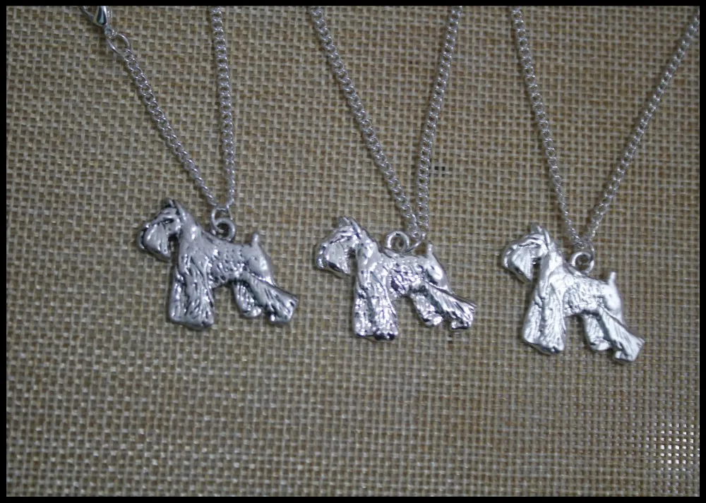 schnauzer dog necklace  Handmade necklace Embossed pendant jewelry Silver color plated fast delivery