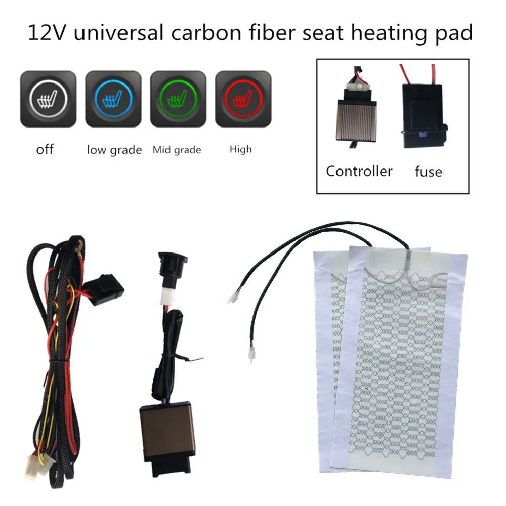 12V universal seat heater Automobiles cushion heated warm support 4 color symbol smart switch 4 heating cover part for car