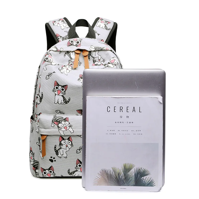 Cute Canvas Women Backpack Kawaii Flamingos Animal Pattern Printing Girls Bookbags College Daily Mochila