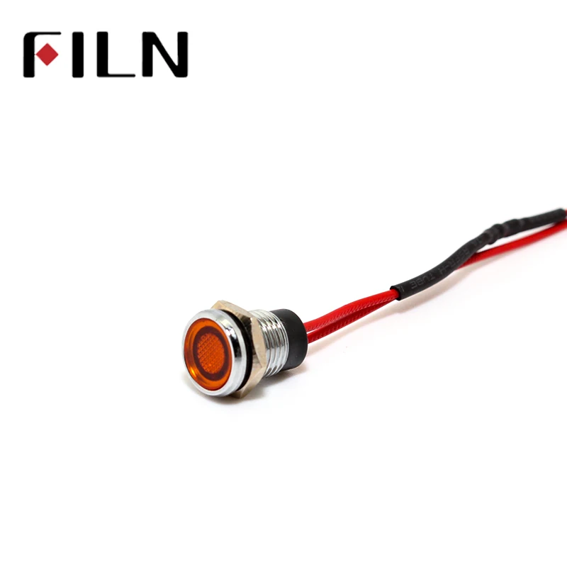 

FILN 8mm FL1M-8FW-3 red yellow blue green white 6v 12v 110v 24v 220v led metal pilot lamp with 20cm cable